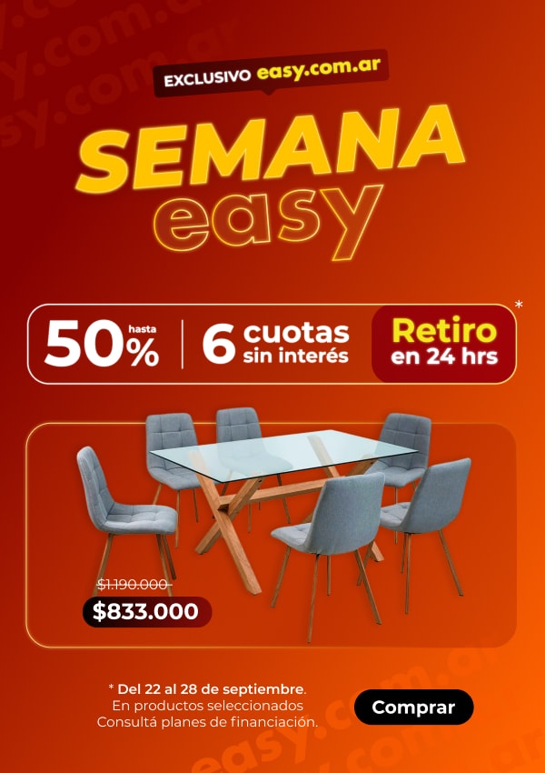 SEMANA easy 50% hasta 6 cuotas sin interés Retiro en 24 hrs $1.190.000 $833.000 Del 22 al 28 de septiembre. En productos seleccionados Consultá planes de financiación. Comprar